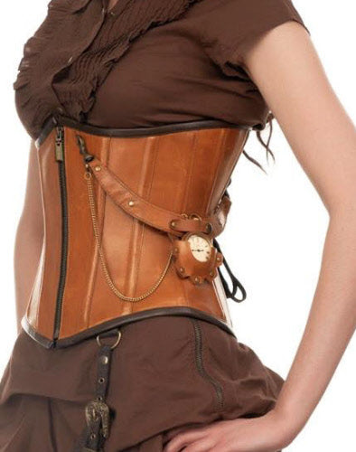 Steampunk Leder Korsett braun