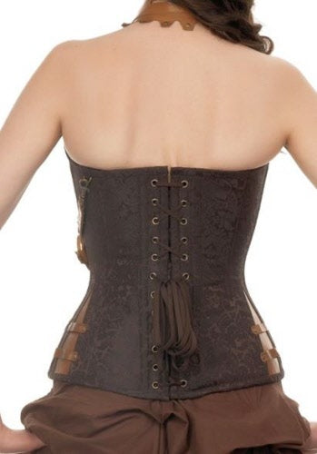 Neckholder Steampunk Korsett Brokat braun