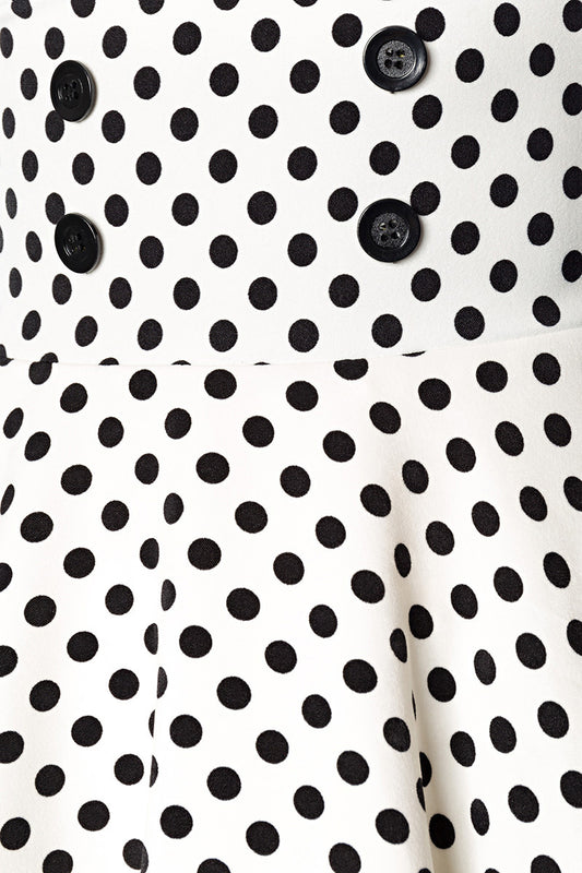 High Waist Polka Dot Tellerrock weiß-schwarz
