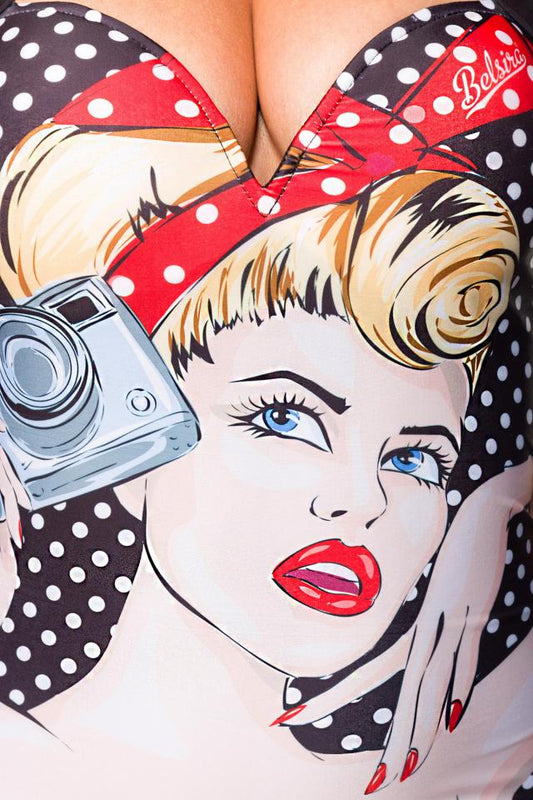 Vintage Badeanzug Popart Faces