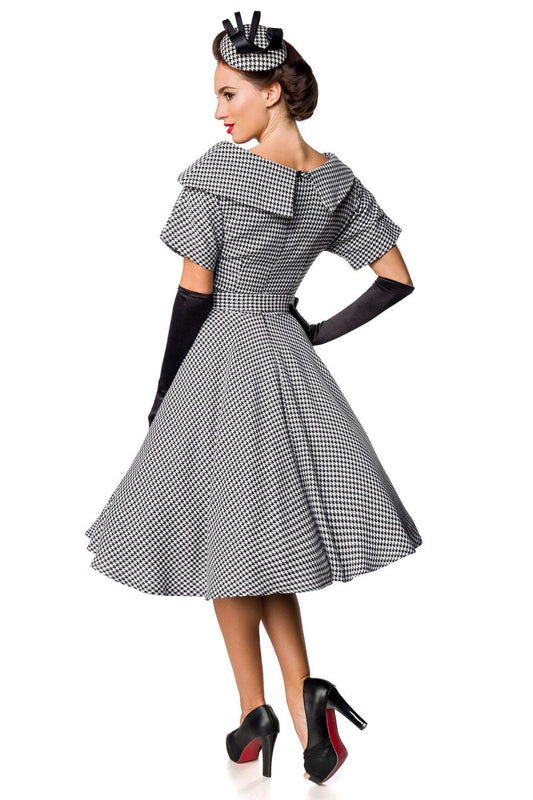 Vintage Swing Kleid Hahnetrittmuster - PlusSize