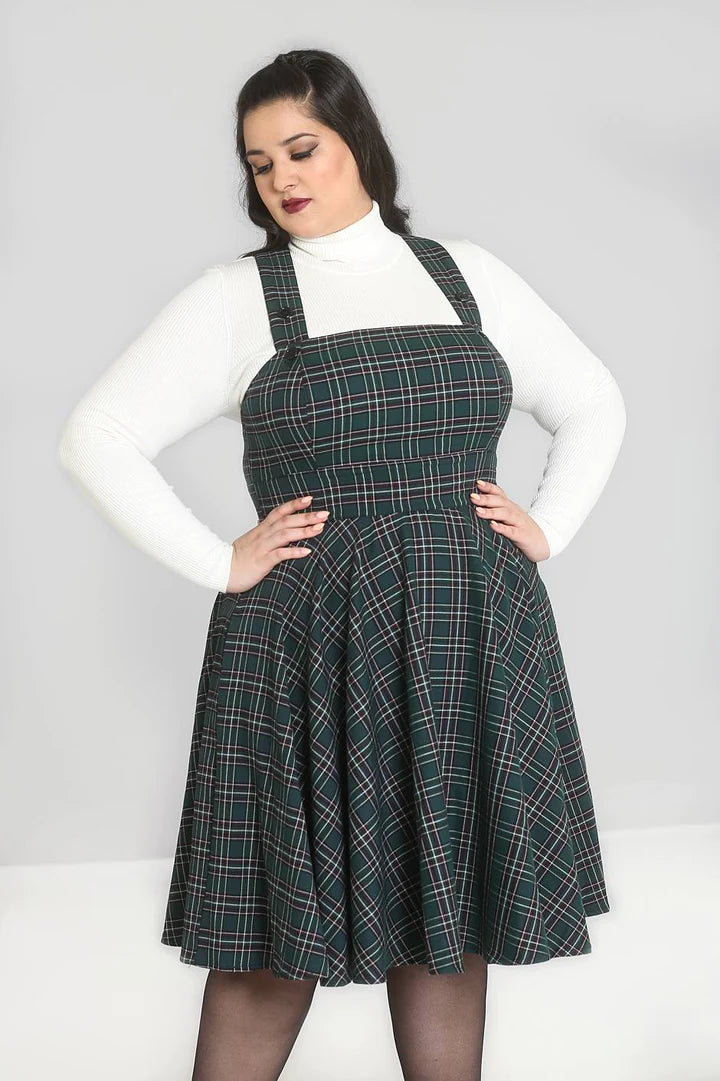 Peebles Latz-Kleid Tartan grün-kariert