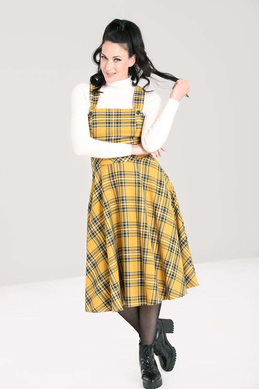 Wither Latzkleid Tartan mustard