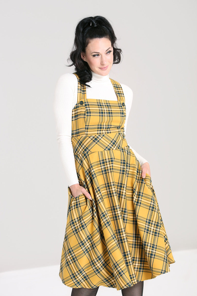 Wither Latzkleid Tartan mustard