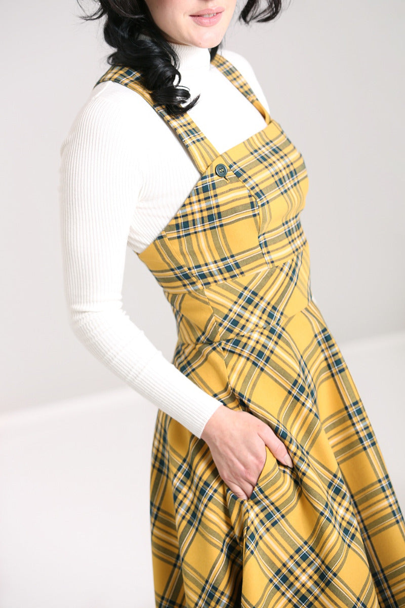 Wither Latzkleid Tartan mustard