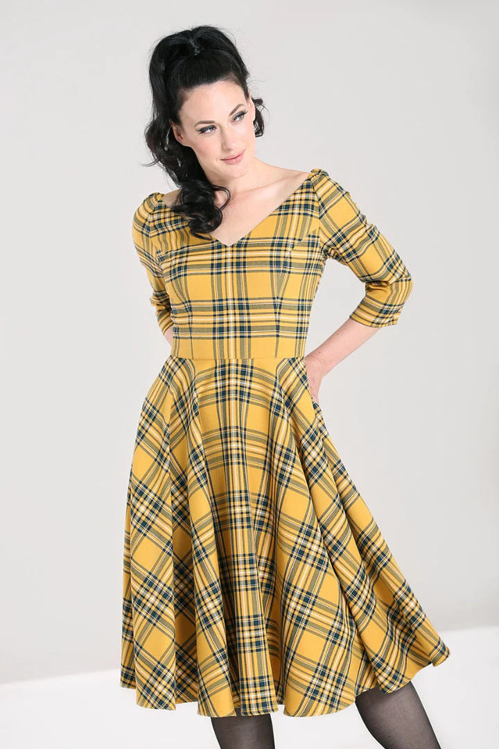 Wither Tartan Kleid mustard