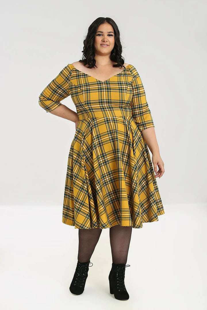 Wither Tartan Kleid mustard