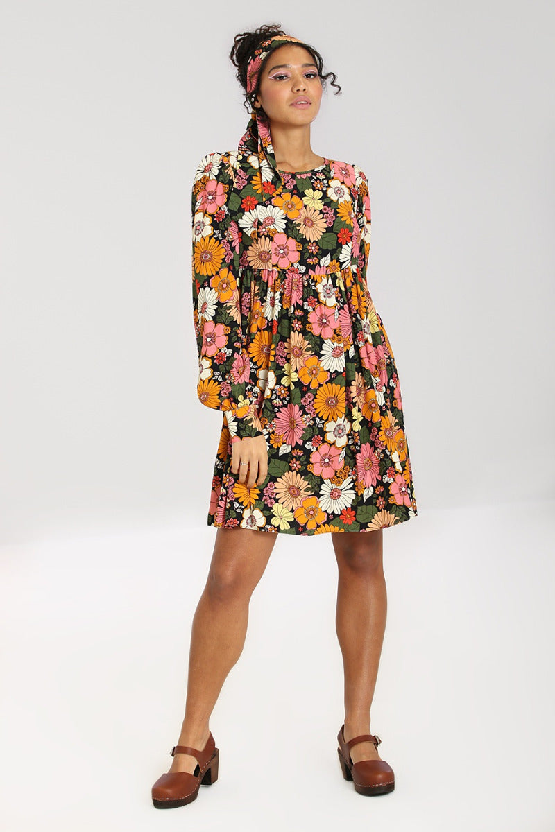 Monique 70er Minikleid - Flower Power Minikleid