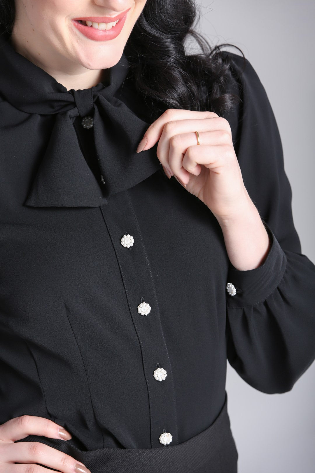 Mina Vintage Bluse schwarz