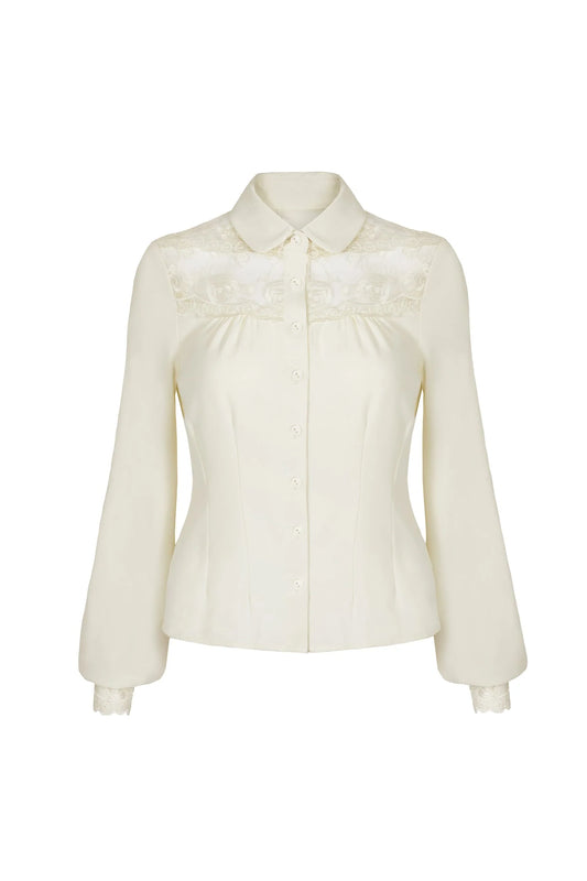 Lucille Vintage Bluse in ivory