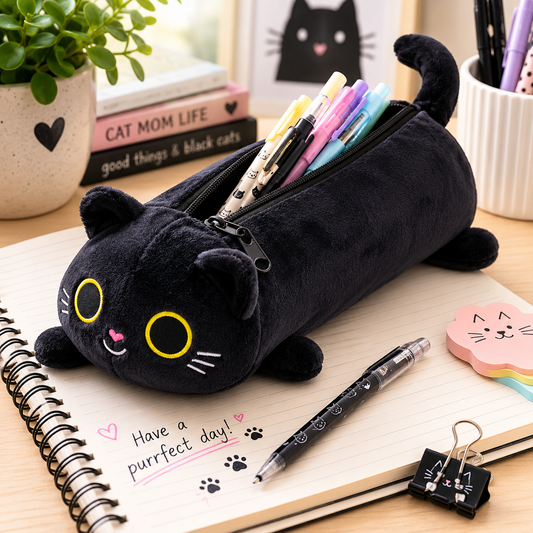 Lucky Black Cat - Stiftemäppchen schwarze Katze