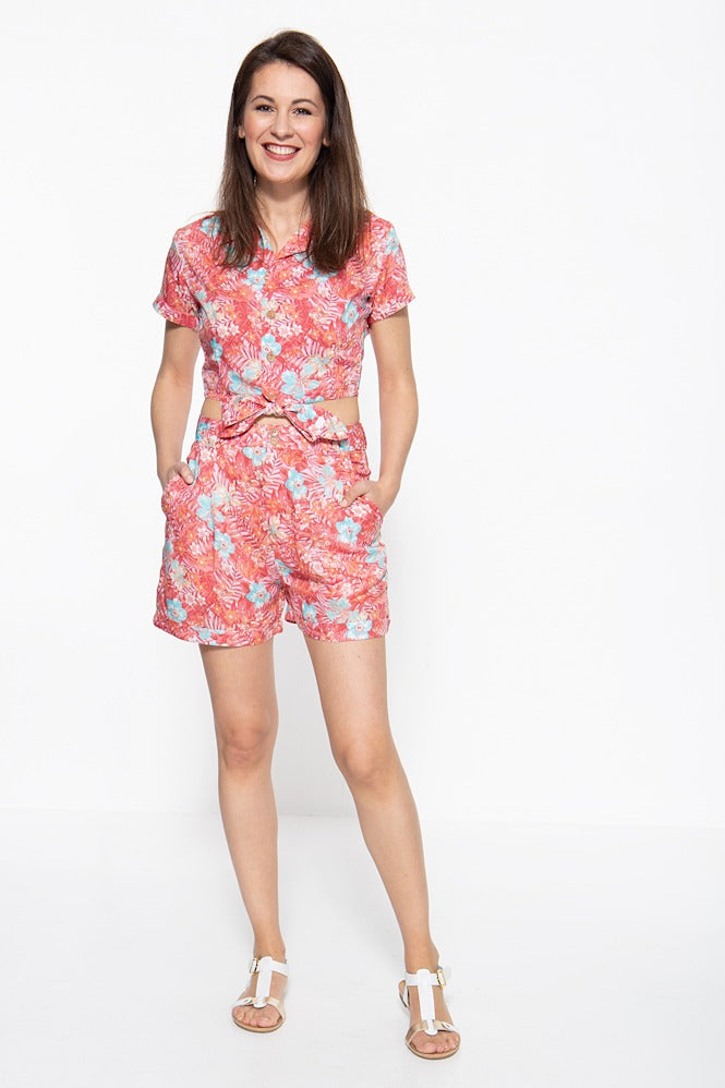 Tropical Shorts in rosé und grün