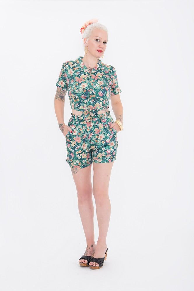 Tropical Shorts in rosé und grün