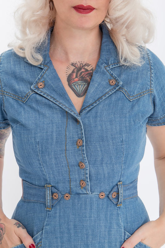 Queen Kerosin Western Jeans-Kleid