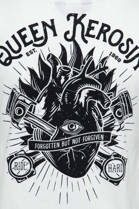 Queen Kerosin T-Shirt QK Heart loose fit weiß