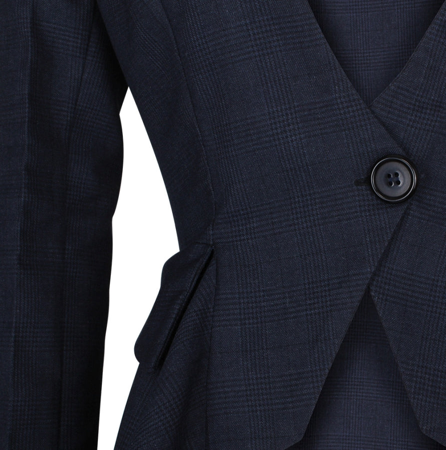 Glen Plaid Steampunk Gehrock in blau