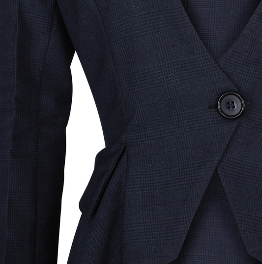 Glen Plaid Steampunk Gehrock in blau