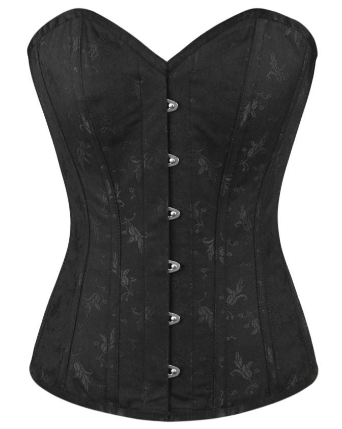 Korsett Vollbrust Flower-Brokat schwarz