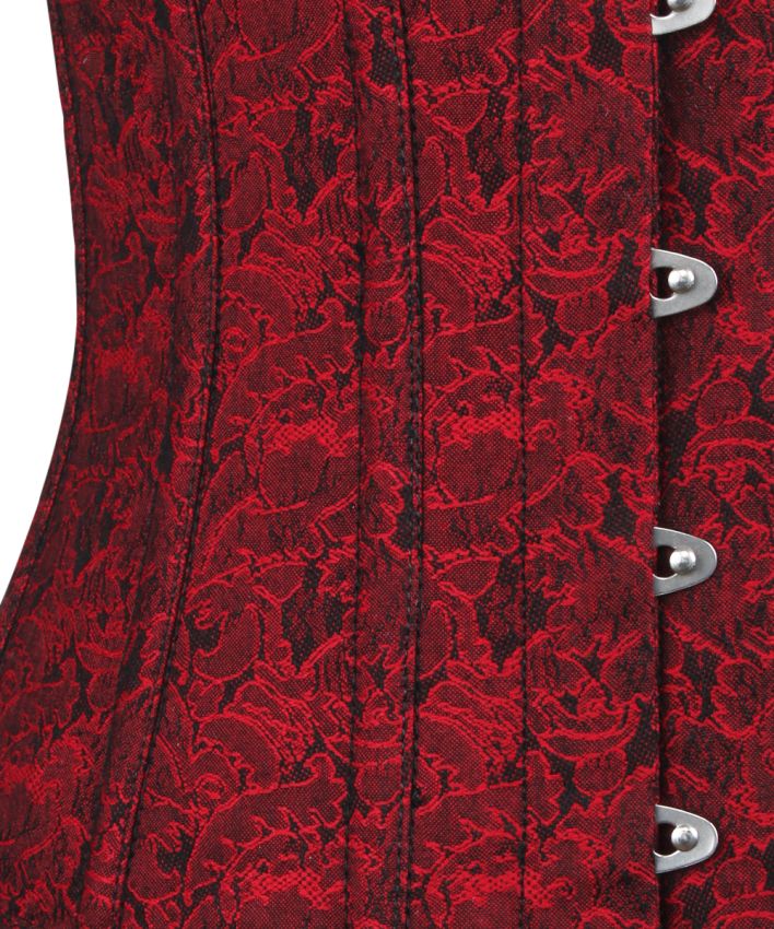 Korsett Ina Vollbrust Brokat LongLine kastanie