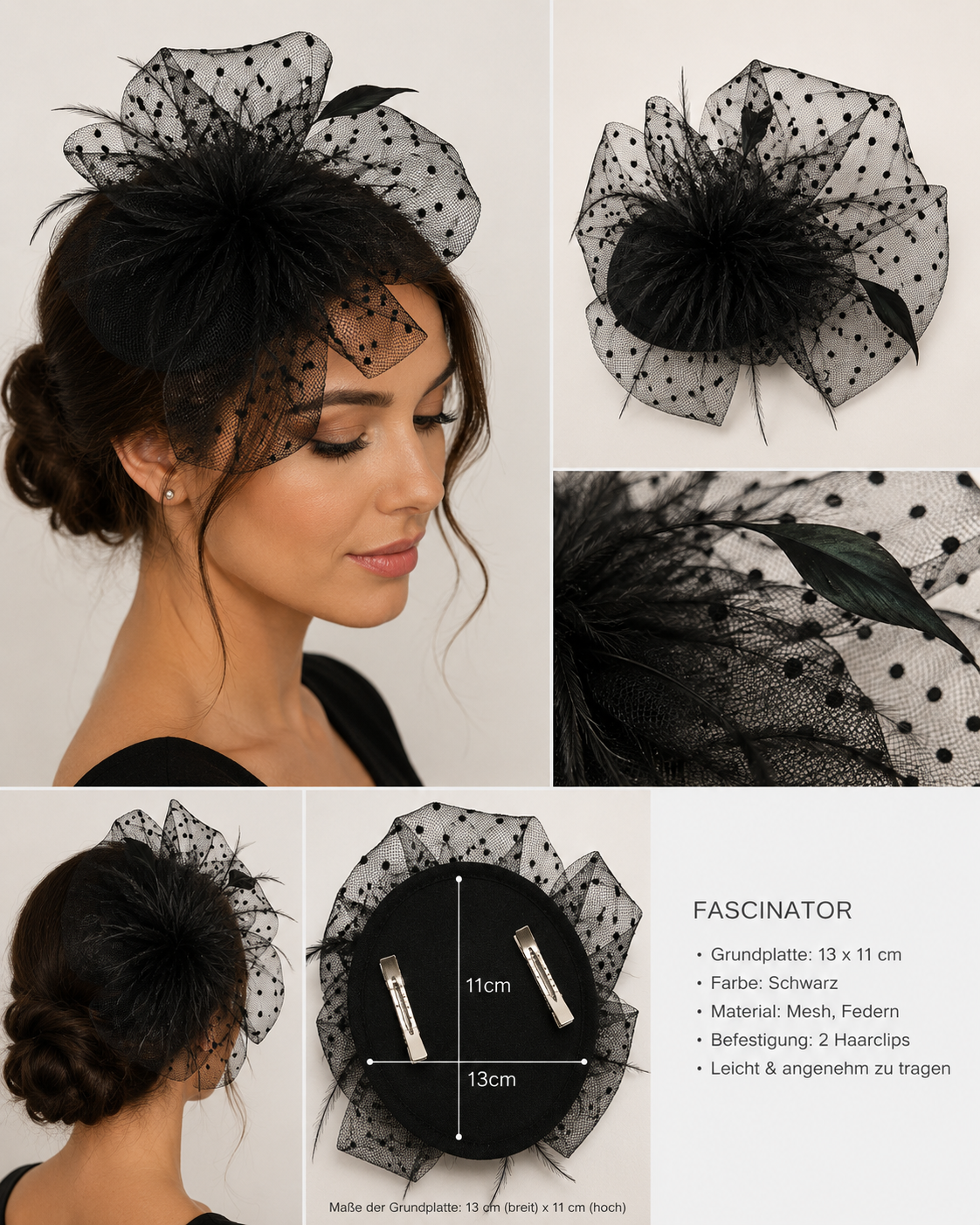 Fascinator mit Polka Dot Schleier