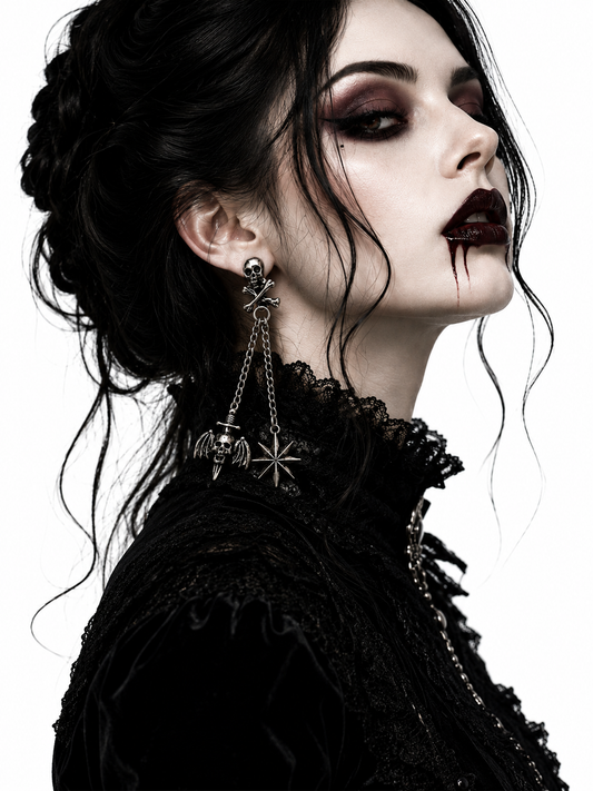 Ohrringe Skulls & Stars - lange Gothic Ohrhänger