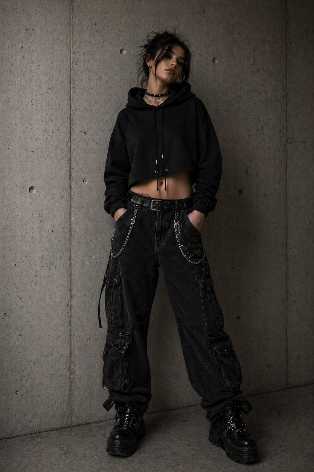 Oversize Cropped Hoodie Kaputzen-Pulli
