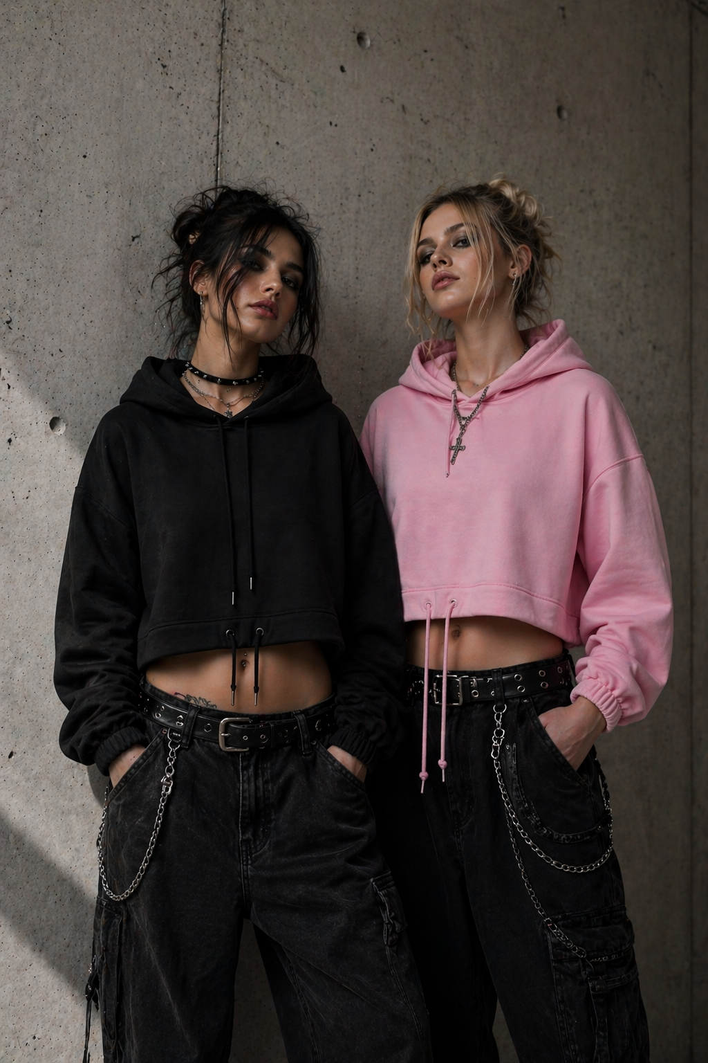 Oversize Cropped Hoodie Kaputzen-Pulli