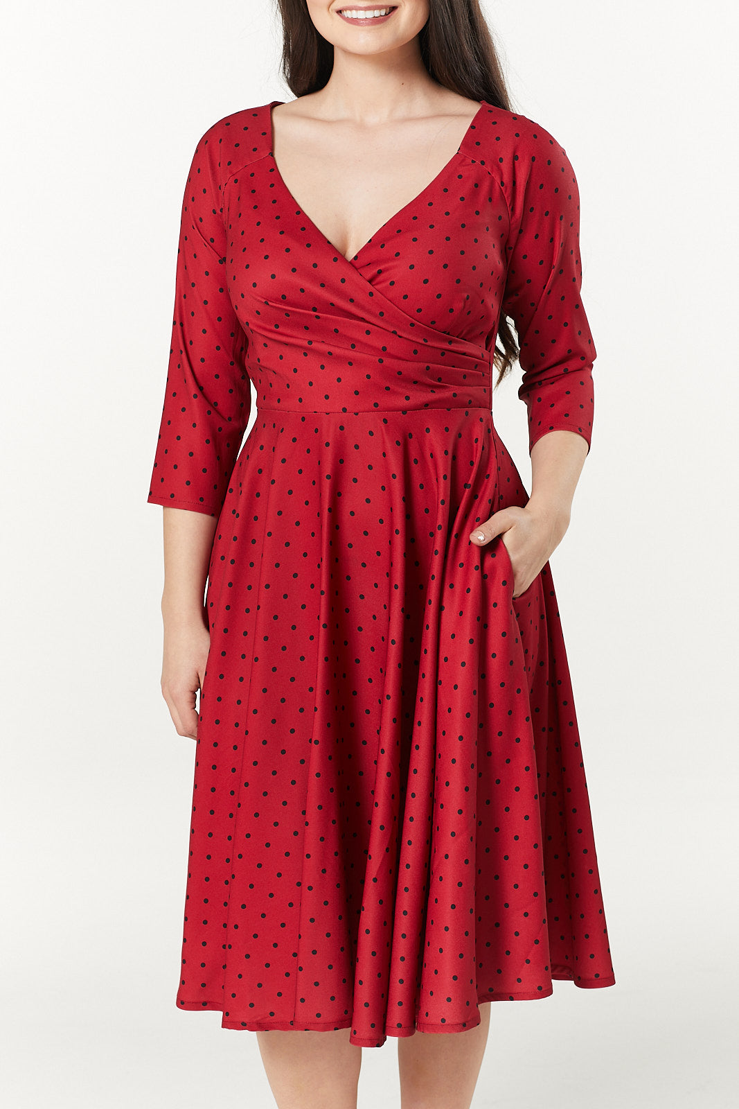 Genevieve 1950s Kleid in rot und grün