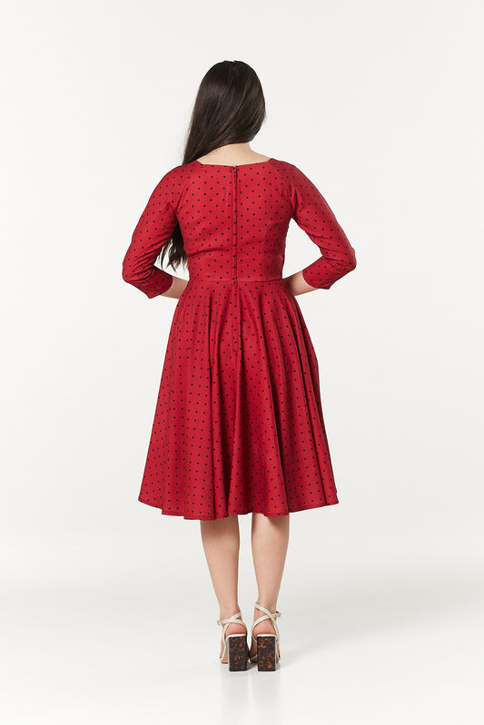 Genevieve 1950s Kleid in rot und grün