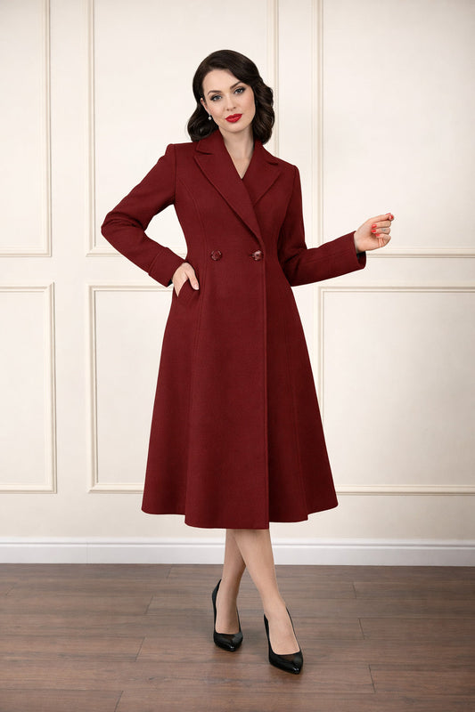 Abigail 40s Coat burgundy – Vorderansicht