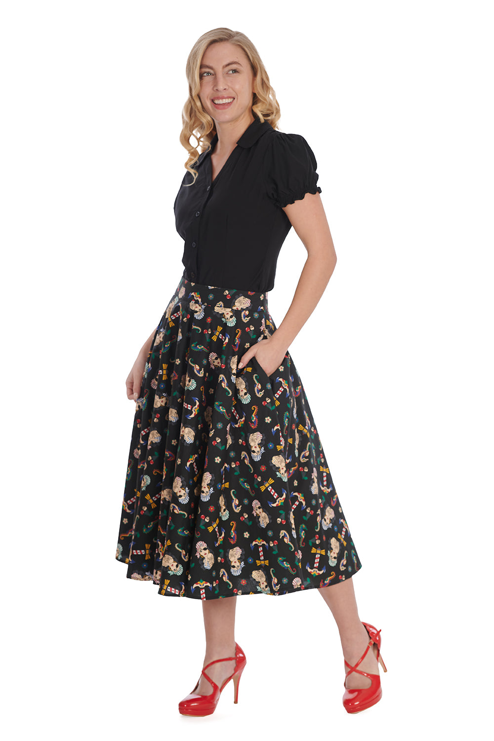 Jane Vintage Bluse schwarz