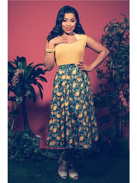 Klara Lemon Bloom Mid Skirt