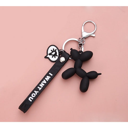 Schlüsselanhänger Taschendeko Schwarzer Hund