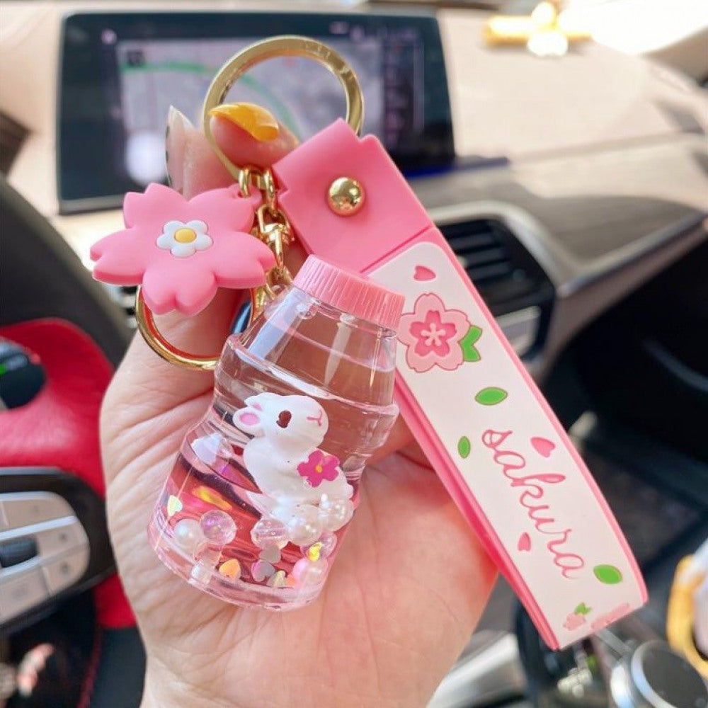 Schlüsselanhänger Taschendeko Kaninchen in Flasche