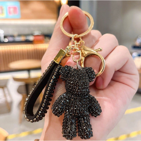 Schlüsselanhänger Taschendeko Crystal Teddy schwarz