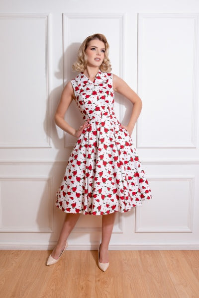 Cora Red Roses Dress