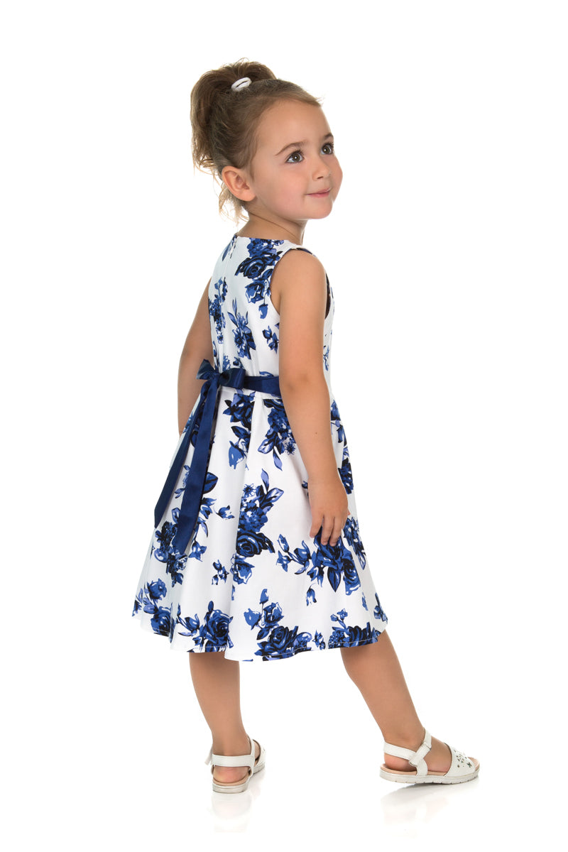 Blue Rosacea Kids Dress