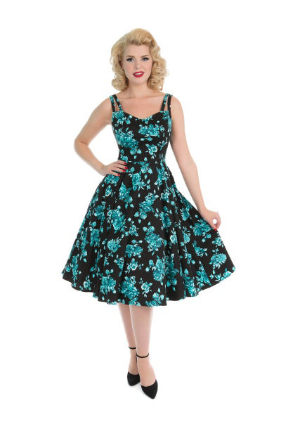 Black Rosacea Vintage Kleid mit Rosen