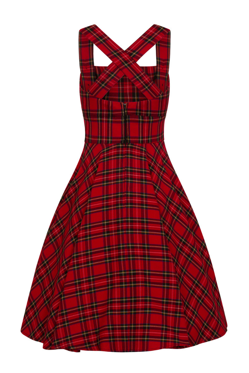 Irivine Pinafore Träger-Kleid in Tartan rot