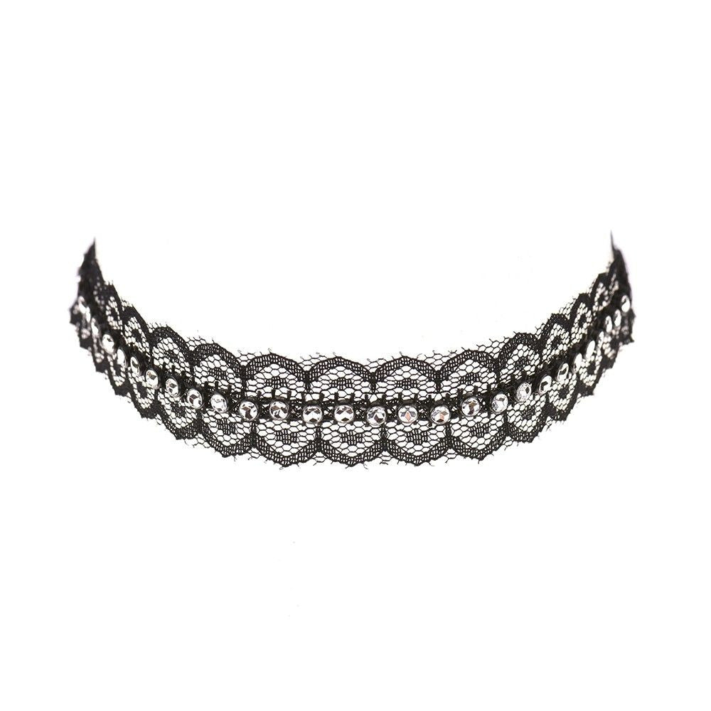 Black Crystal Lace Choker