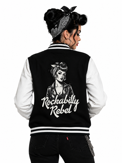 Rockabilly Rebel Collegejacke - Varsity Jacke mit Print