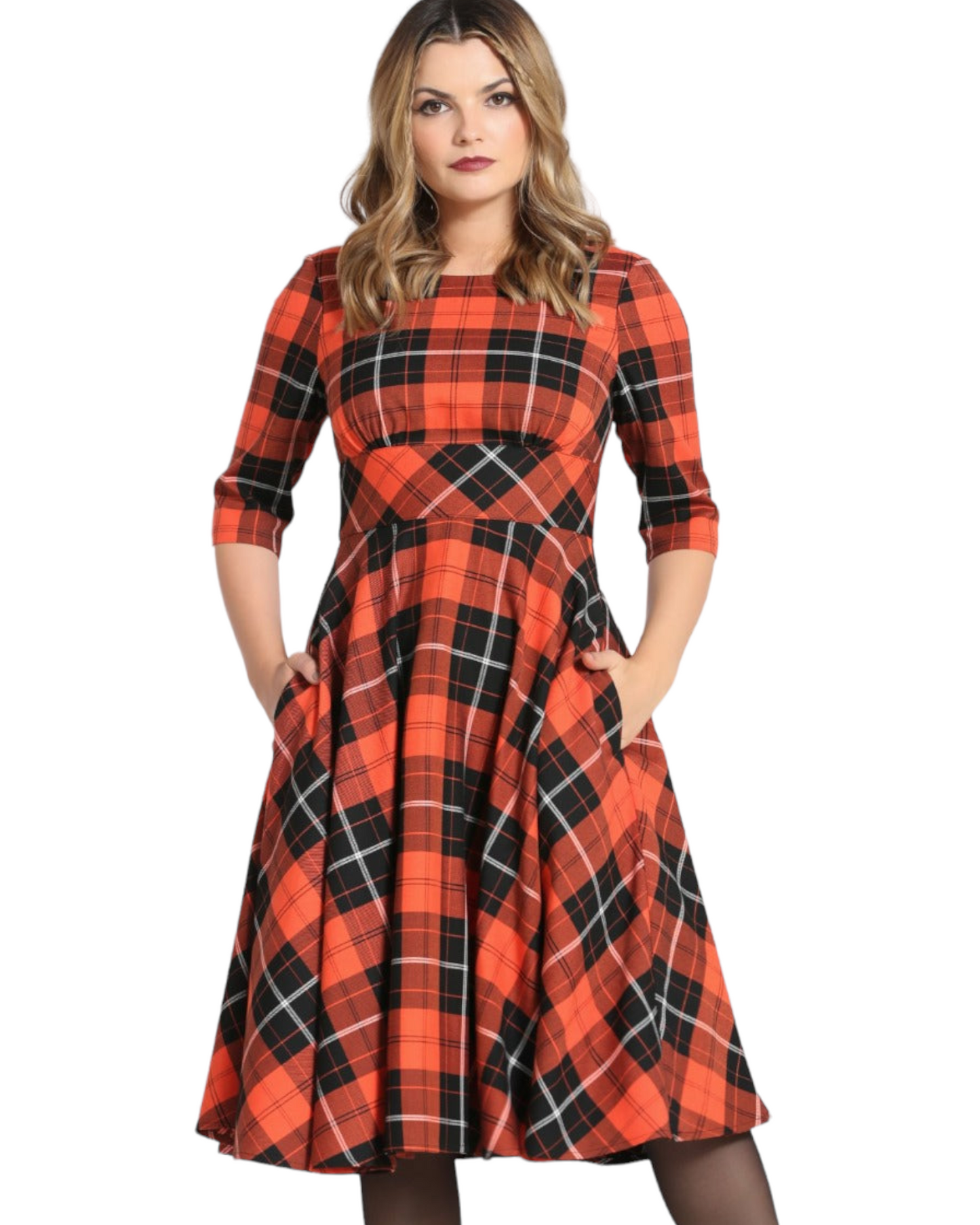 Clementine Orange Tartan Kleid