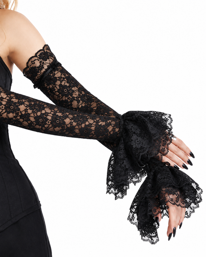 Extra lange Spitzenarmstulpen - Gothic Ärmel