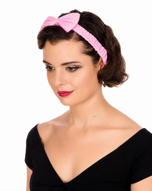 Polka Dot Haarband mit Schleife in rosa