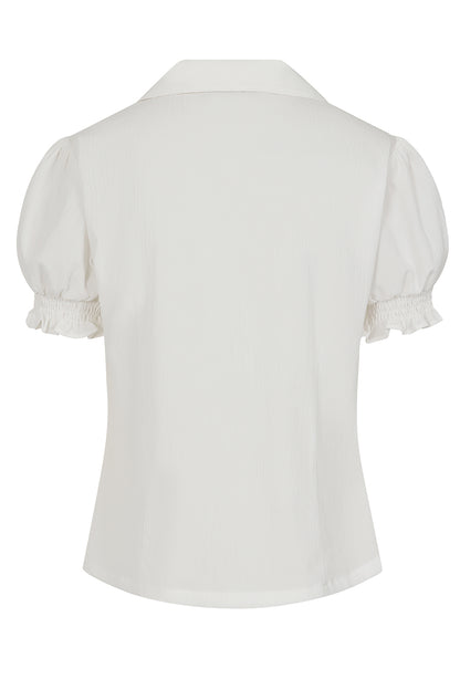 White Sally Cherry Bluse - Retro 50s Bluse mit Kirschknöpfchen
