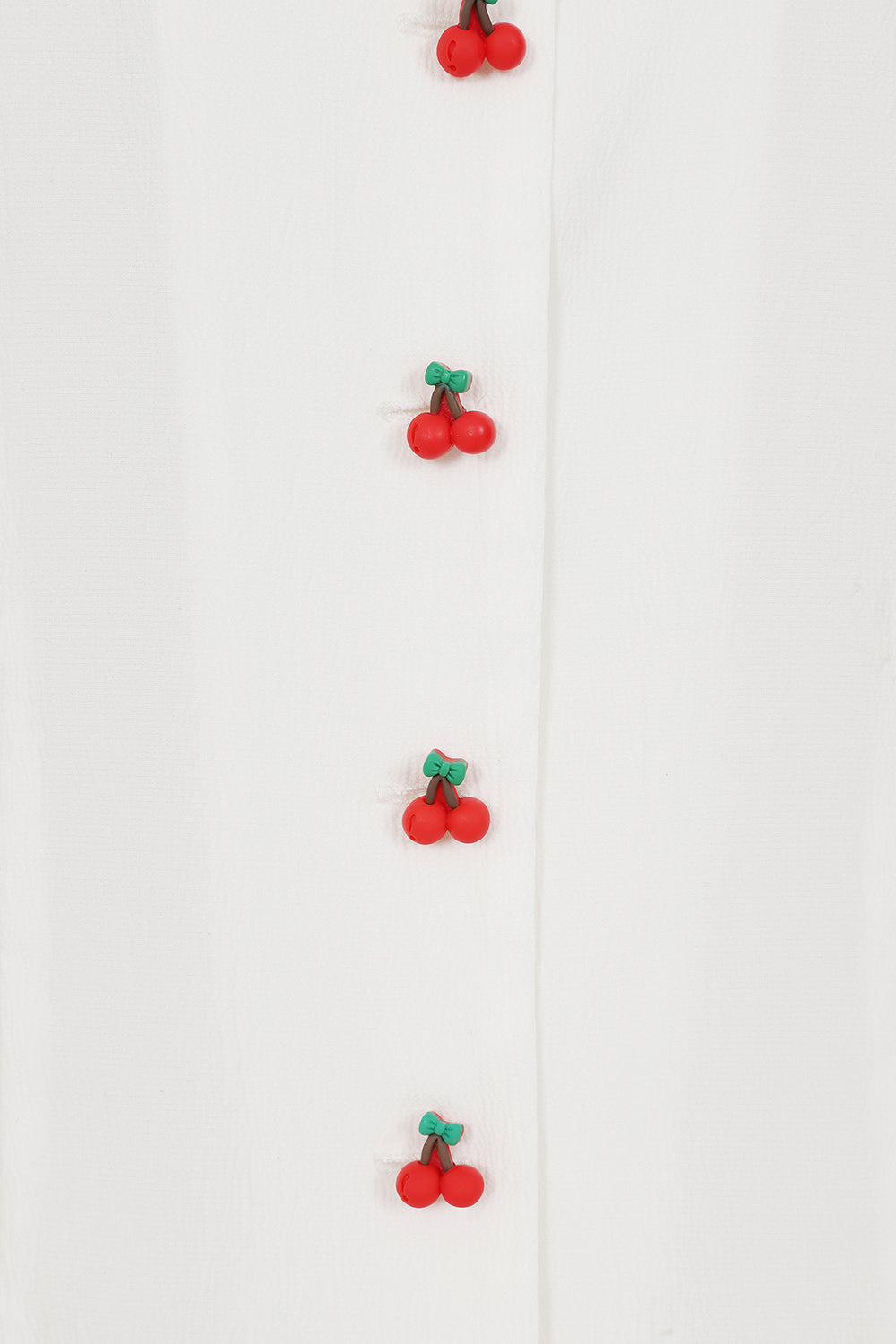 White Sally Cherry Bluse - Retro 50s Bluse mit Kirschknöpfchen