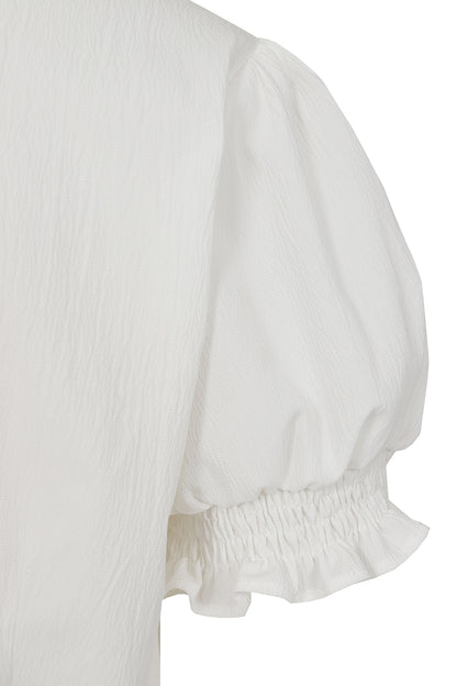 White Sally Cherry Bluse - Retro 50s Bluse mit Kirschknöpfchen