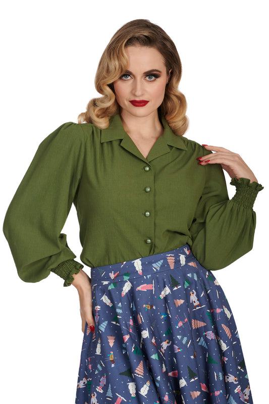 Bonnie 40s Bluse olive