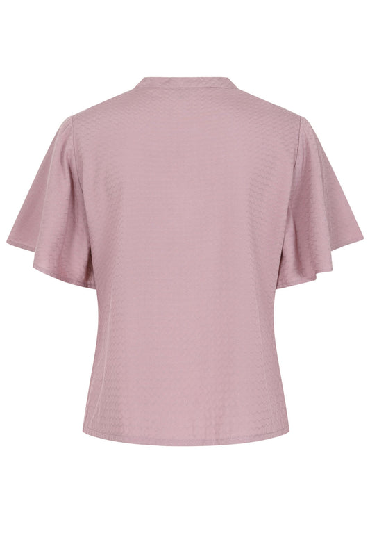 Lilac May Wave Bluse - Retro Kurzarmbluse mit Schleife