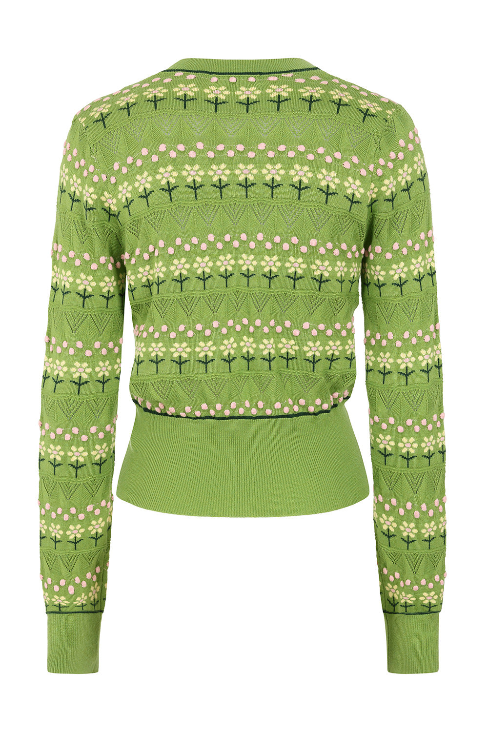 Kitty Bloom 50s Cardigan - grüne Strickjacke mit Stickerei